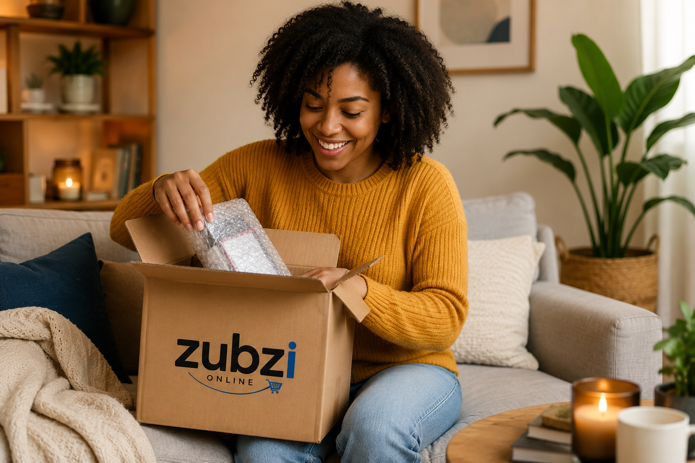 Happy South African customer unboxing Zubzi package